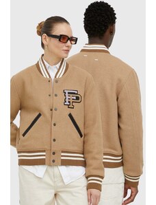 Vunena bomber jakna Filling Pieces Varsity Jacket boja: smeđa, za prijelazno razdoblje, 81422209985