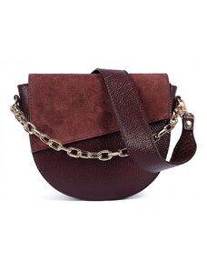 Luksuzna Talijanska torba od prave kože VERA ITALY "Herjina", boja tamnocrvena, 18x19cm