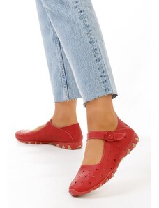 Zapatos Balerinke od prirodne kože Flary Crveno