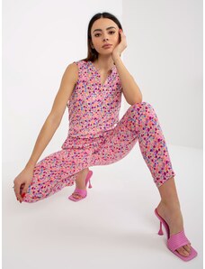 Fashionhunters Svijetlo ružičaste hlače izrađene od cvjetne tkanine SUBLEVEL