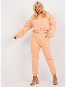 Fashionhunters Peach basic plus size tracksuit with sweatshirt