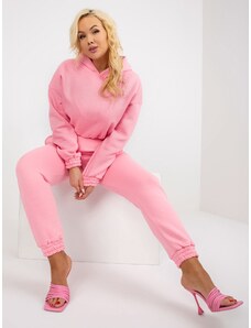 Fashionhunters Pink basic tracksuit plus sizes with trousers
