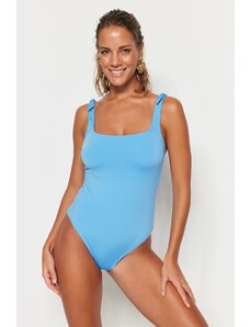 Trendyol plavi kvadratni ovratnik obvezujući redoviti kupaći kostim za noge