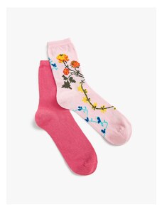 Koton Set of 2 Floral Crewneck Socks