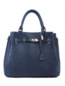Luksuzna Talijanska torba od prave kože VERA ITALY "Evelina", boja tamnoplava, 29x40cm