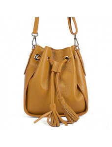 Luksuzna Talijanska torba od prave kože VERA ITALY "Oreta", boja senf, 24x20cm