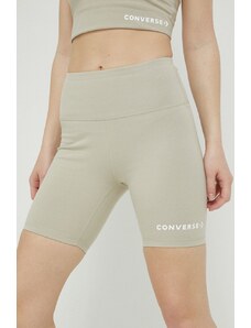 Kratke hlače Converse za žene, boja: bež, s tiskom, visoki struk, 10024539.A02-BEACHSTONE