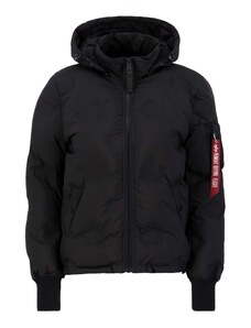 ALPHA INDUSTRIES Zimska jakna 'Flight Jacket Hooded Logo Puffer Wmn' crvena / crna / bijela