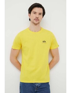 Pamučna majica Alpha Industries boja: žuta, s tiskom, 188505.465-EmpireYell