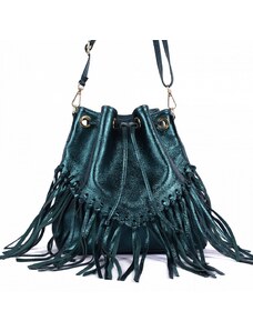 Luksuzna Talijanska torba od prave kože VERA ITALY "Jiza", boja tirkiz, 26x26cm