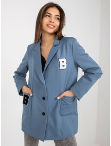 Fashionhunters Lady's dark blue jacket with patches