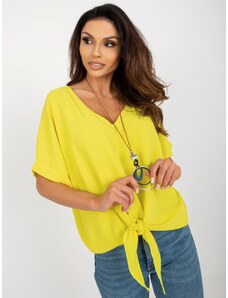 Fashionhunters Lady's Casual Blouse with Knot - Yellow