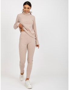 Fashionhunters Beige leggings for every day from a striped set