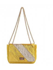 Luksuzna Talijanska torba od prave kože VERA ITALY "Lecha", boja žuta, 16x21cm
