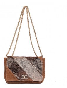 Luksuzna Talijanska torba od prave kože VERA ITALY "Makina", boja konjak, 16x21cm