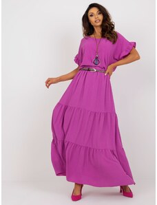 Fashionhunters Purple flared skirt with ruffles