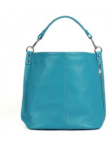 Luksuzna Talijanska torba od prave kože VERA ITALY "Vetista", boja tirkiz, 33x41cm