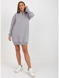 Fashionhunters Grey mini sweatshirt dress with basic zipper