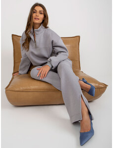 Fashionhunters Basic grey tracksuit with zippered sweatshirt