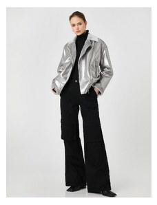 Koton Rachel Araz X - predimenzionirana bajkerska jakna sa sjajnim kožnim izgledom