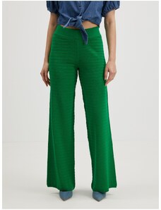 Only Zelene ženske rebraste široke hlače SAMO Cata - Žene