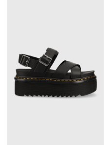 Kožne sandale Dr. Martens Voss II Quad za žene, boja: crna, s platformom, DM30717001-Black