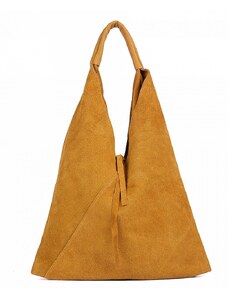 Luksuzna Talijanska torba od prave kože VERA ITALY "Mokeja", boja senf, 35x45cm