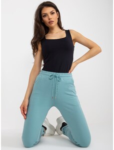 Fashionhunters Dark mint sweatpants with pockets