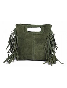 Luksuzna Talijanska torba od prave kože VERA ITALY "Jivanesa", boja tamno zeleno, 23x24cm