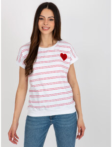 Fashionhunters White-red striped blouse with short sleeves