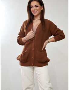 FASARDI Loose women's sweater with brown buttons