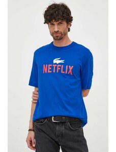 Pamučna majica Lacoste x Netflix s uzorkom, TH7343-70V