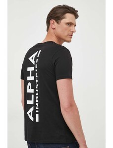 Pamučna majica Alpha Industries boja: crna, s tiskom, 128507.03-black