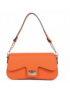 Luksuzna Talijanska torba od prave kože VERA ITALY "Zesta", boja narančasta, 14x27cm