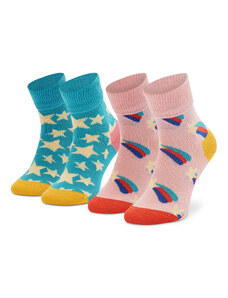 Set od 2 para dječjih visokih čarapa Happy Socks