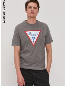 Majica kratkih rukava Guess za muškarce, boja: siva