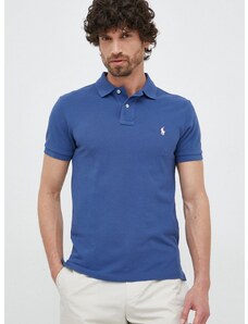Pamučna polo majica Polo Ralph Lauren boja: tamno plava, bez uzorka