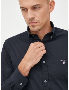 Košulja Gant za muškarce, boja: crna, regular, o button-down ovratnikom