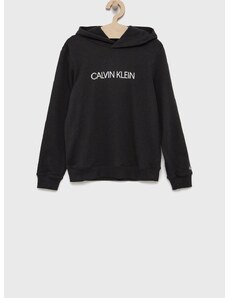 Dječja pamučna dukserica Calvin Klein Jeans boja: crna, s kapuljačom