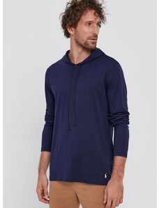 Pamučna majica dugih rukava Polo Ralph Lauren boja: tamno plava