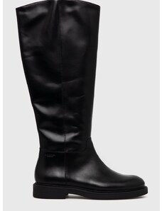 Kožne jahaće čizme Vagabond Shoemakers Alex W za žene, boja: crna, ravna potpetica, s polutoplom podstavom
