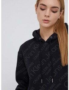 Dukserica Calvin Klein Jeans za žene, boja: crna, s kapuljačom