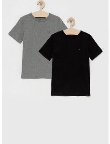 Dječja pamučna majica kratkih rukava Tommy Hilfiger boja: siva