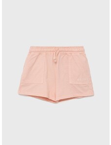 Dječje pamučne kratke hlače Guess boja: ružičasta, glatke, podesiv struk