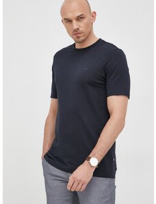 Pamučna majica BOSS za muškarce, boja: tamno plava, bez uzorka