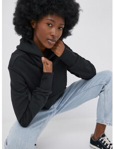 Pamučna dukserica adidas Originals Trefoil Moments za žene, boja: crna, s kapuljačom, s aplikacijom, HE6920-BLACK