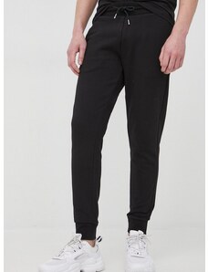 Pamučne hlače BOSS za muškarce, boja: crna, glatke