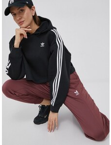 Dukserica adidas Originals Adicolor za žene, boja: crna, s kapuljačom, s aplikacijom, HC2016-BLACK