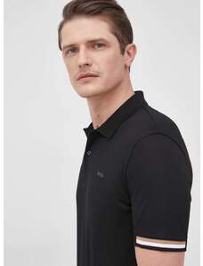 Pamučna polo majica BOSS boja: crna, jednobojni model