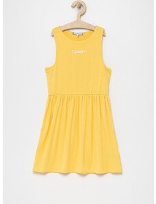 Dječja haljina Tommy Hilfiger boja: žuta, mini, širi se prema dolje